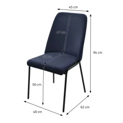Esszimmerstühle 4er Set Dunkelblau mit Rückenlehne, Polsterstühle für Esszimmer & Küche ML-Design
