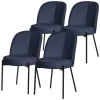 Esszimmerstühle 4er Set Dunkelblau mit Rückenlehne, Polsterstühle für Esszimmer & Küche ML-Design
