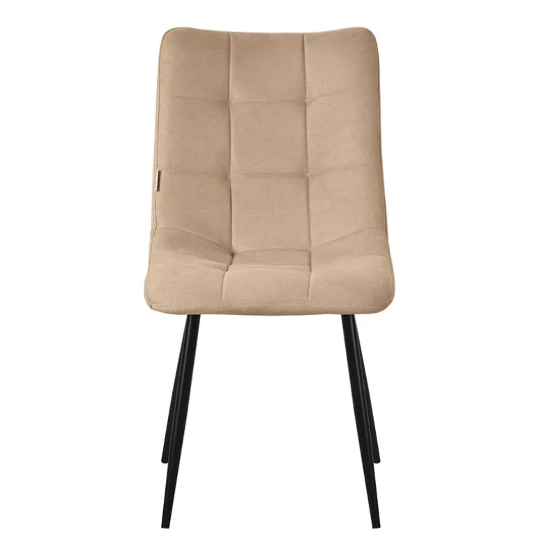 Esszimmerstühle 4er Set Hellbraun Küchenstuhl mit Polyesterbezug und Stahlbeinen ML-Design