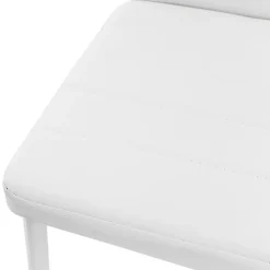 Esszimmerstühle 4er Set, Kunstleder-Bezug, Weiß, Polsterstuhl mit Metallbeinen ML-Design