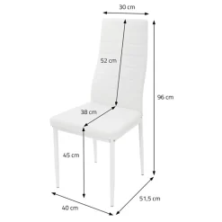 Esszimmerstühle 4er Set, Kunstleder-Bezug, Weiß, Polsterstuhl mit Metallbeinen ML-Design