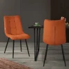 Esszimmerstühle 2er Set Orange Küchenstuhl mit Polyesterbezug und Stahlbeinen ML-Design