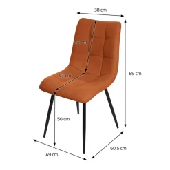 Esszimmerstühle 2er Set Orange Küchenstuhl mit Polyesterbezug und Stahlbeinen ML-Design