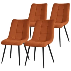 Esszimmerstühle 4er Set Orange Küchenstuhl mit Polyesterbezug und Stahlbeinen ML-Design