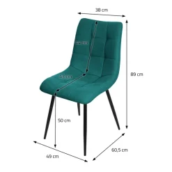 Esszimmerstühle 2er Set Petrol Küchenstuhl mit Polyesterbezug und Stahlbeinen ML-Design