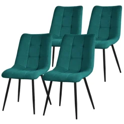 Esszimmerstühle 4er Set Petrol Küchenstuhl mit Polyesterbezug und Stahlbeinen ML-Design