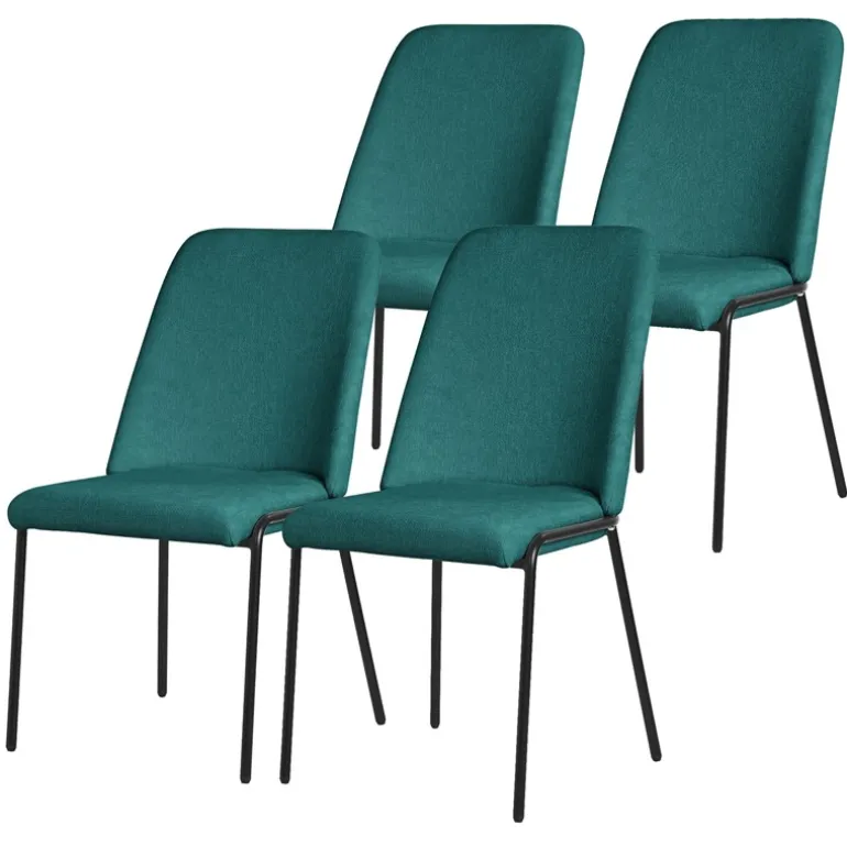 Esszimmerstühle 4er Set Petrol mit Rückenlehne, Polsterstühle für Esszimmer & Küche ML-Design