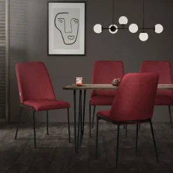 Esszimmerstühle 4er Set Rot mit Rückenlehne, Polsterstühle für Esszimmer & Küche ML-Design