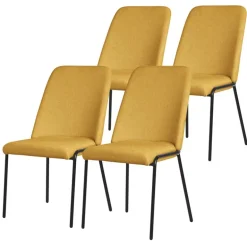Esszimmerstühle 4er Set Senf mit Rückenlehne, Polsterstühle für Esszimmer & Küche ML-Design