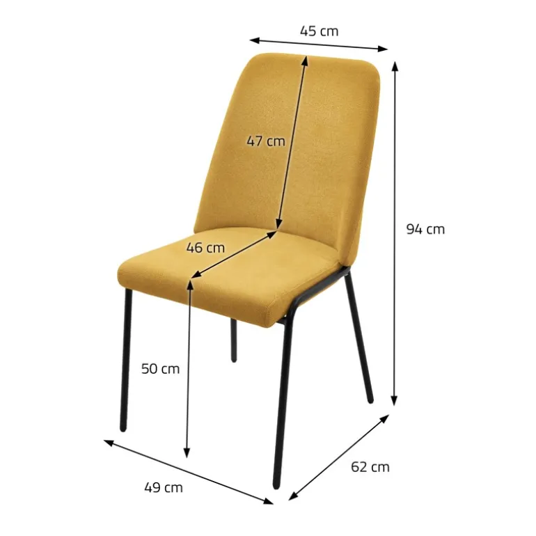 Esszimmerstühle 4er Set Senf mit Rückenlehne, Polsterstühle für Esszimmer & Küche ML-Design