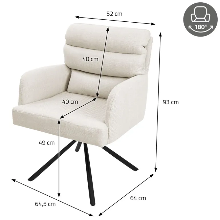 Esszimmerstuhl Beige drehbar mit abnehmbaren Rückenkissen gepolstert bis 120 Kilogramm