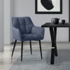 Esszimmerstuhl Blau aus Frotteestoff mit dickem gepolsterter Sitz ML-Design