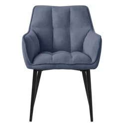 Esszimmerstuhl Blau aus Frotteestoff mit dickem gepolsterter Sitz ML-Design
