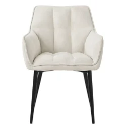 Esszimmerstuhl Creme aus Frotteestoff mit gepolstertem Sitz ML-Design