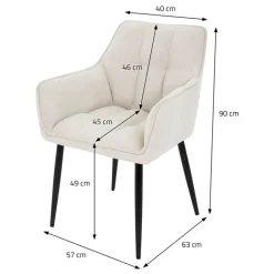 Esszimmerstuhl Creme aus Frotteestoff mit gepolstertem Sitz ML-Design
