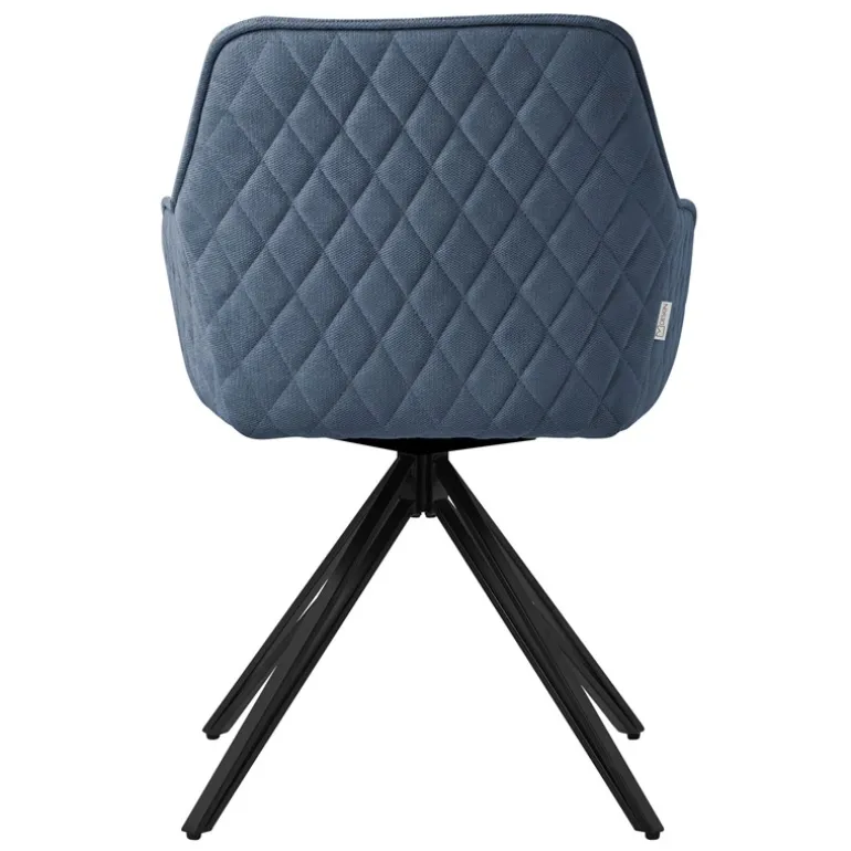 Esszimmerstuhl drehbar Blau aus Textil Webstoff Küchenstuhl mit Rücken- und Armlehne ML-Design
