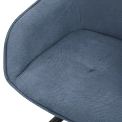 Esszimmerstuhl drehbar Blau aus Textil Webstoff Küchenstuhl mit Rücken- und Armlehne ML-Design