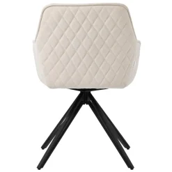 Esszimmerstuhl drehbar Creme aus Textil Webstoff mit Rücken- und Armlehne ML-Design