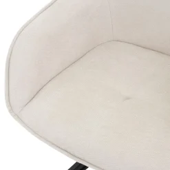 Esszimmerstuhl drehbar Creme aus Textil Webstoff mit Rücken- und Armlehne ML-Design
