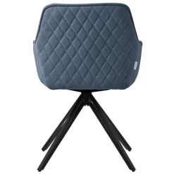 Esszimmerstuhl drehbar 4er Set Blau aus Textil Webstoff Küchenstuhl mit Rücken- und Armlehne ML-Design
