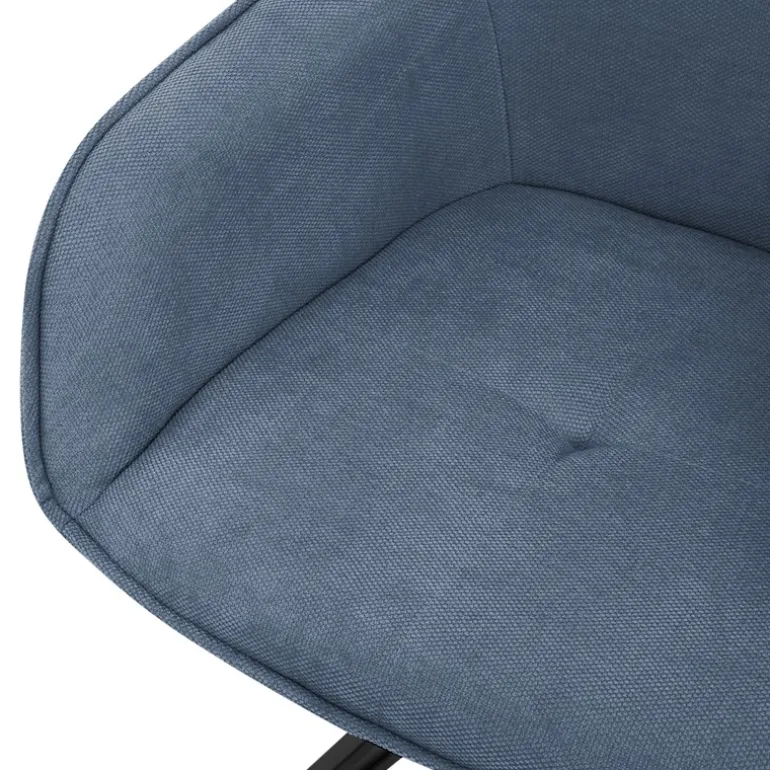 Esszimmerstuhl drehbar 4er Set Blau aus Textil Webstoff Küchenstuhl mit Rücken- und Armlehne ML-Design