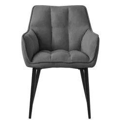 Esszimmerstuhl Dunkelgrau aus Frotteestoff mit dickem gepolsterter Sitz ML-Design