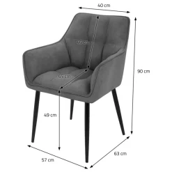 Esszimmerstuhl Dunkelgrau aus Frotteestoff mit dickem gepolsterter Sitz ML-Design