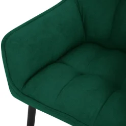 Esszimmerstuhl Dunkelgrün aus Frotteestoff mit dickem gepolsterter Sitz ML-Design
