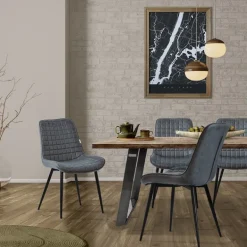 Esszimmerstuhl 2er Set Anthrazit mit Kunstlederbezug und Stahlbeinen Küchenstuhl mit Rückenlehne ML-Design