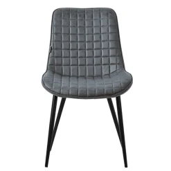 Esszimmerstuhl 4er Set Anthrazit mit Kunstlederbezug und Stahlbeinen Küchenstuhl mit Rückenlehne ML-Design