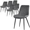 Esszimmerstuhl 6er Set Anthrazit mit Samtbezug und Stahlbeinen Küchenstuhl mit Rückenlehne ML-Design