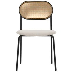 Esszimmerstuhl 2er Set Beige bis 120 kg Rattan Rückenlehne ML-Design
