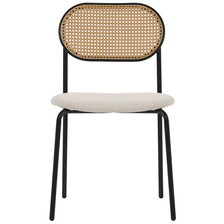Esszimmerstuhl 2er Set Beige bis 120 kg Rattan Rückenlehne ML-Design