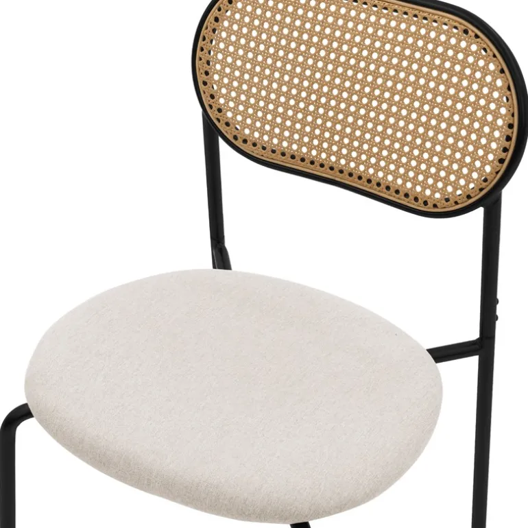 Esszimmerstuhl 2er Set Beige bis 120 kg Rattan Rückenlehne ML-Design