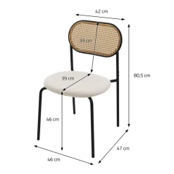 Esszimmerstuhl 2er Set Beige bis 120 kg Rattan Rückenlehne ML-Design