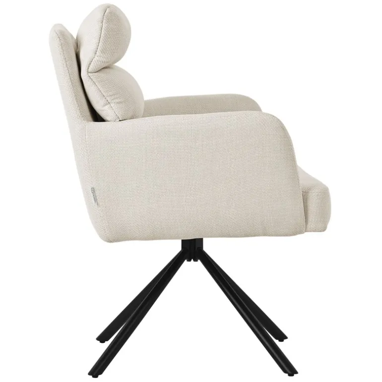 Esszimmerstuhl 2er Set Beige drehbar mit abnehmbaren Rückenkissen gepolstert bis 120 Kilogramm