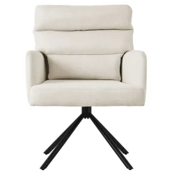 Esszimmerstuhl 6er Set Beige drehbar mit abnehmbaren Rückenkissen gepolstert bis 120 Kilogramm