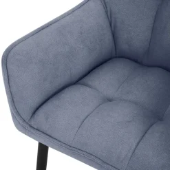 Esszimmerstuhl 2er Set Blau aus Frotteestoff mit dickem gepolsterter Sitz ML-Design
