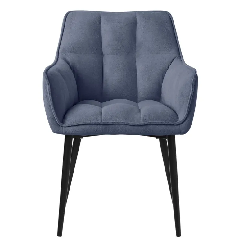 Esszimmerstuhl 4er Set Blau aus Frotteestoff mit dickem gepolsterter Sitz ML-Design