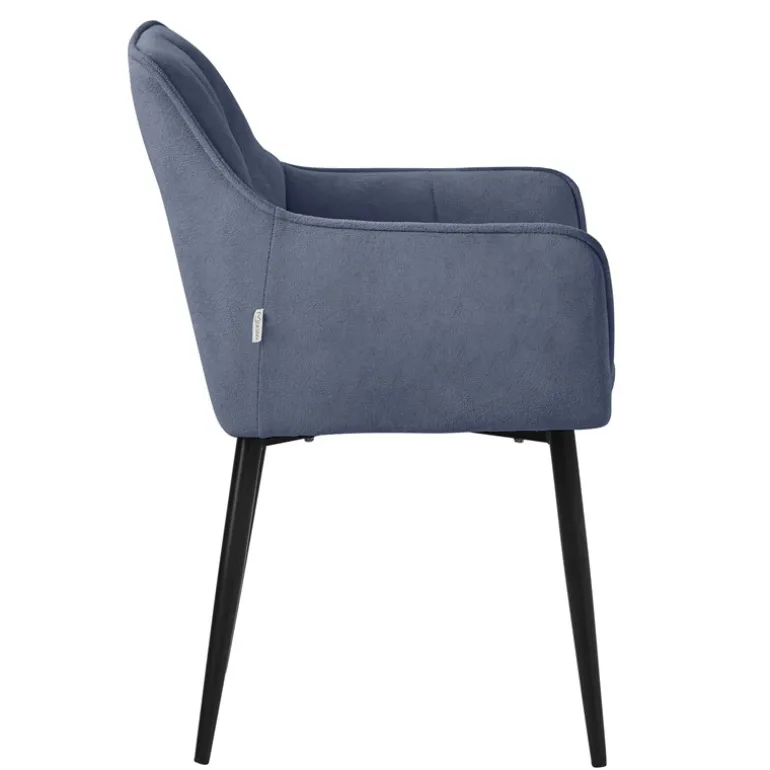 Esszimmerstuhl 4er Set Blau aus Frotteestoff mit dickem gepolsterter Sitz ML-Design