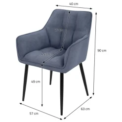 Esszimmerstuhl 6er Set Blau aus Frotteestoff mit dickem gepolsterter Sitz ML-Design