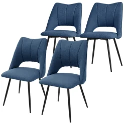 Esszimmerstuhl 4er Set Blau gepolstert inkl. Montagematerial Polsterstuhl Küchenstuhl ML-Design