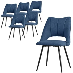 Esszimmerstuhl 6er Set Blau gepolstert inkl. Montagematerial Polsterstuhl Küchenstuhl ML-Design