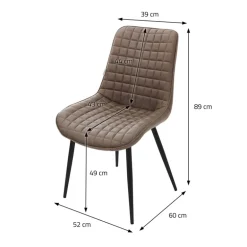 Esszimmerstuhl 4er Set Braun mit Kunstlederbezug und Stahlbeinen Küchenstuhl mit Rückenlehne ML-Design