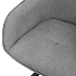 Esszimmerstuhl 2er Set drehbar Grau aus Textil Webstoff mit Rücken- und Armlehne ML-Design