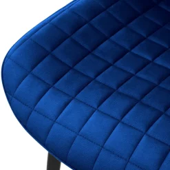 Esszimmerstuhl 4er Set Dunkelblau mit Samtbezug und Stahlbeinen Küchenstuhl mit Rückenlehne ML-Design