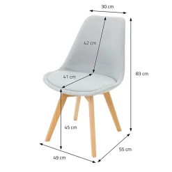Esszimmerstuhl 4er Set Grau Leinenbezug mit Holzbeinen ML-Design