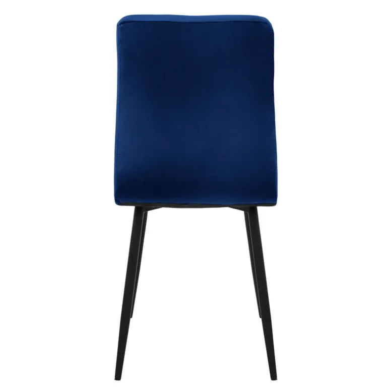 Esszimmerstuhl 4er Set Große Quadrat Steppung Dunkelblau Samtbezug mit Metallbeinen inkl. Montagematerial ML-Design
