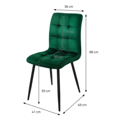 Esszimmerstuhl 4er Set Große Quadrat Steppung Dunkelgrün Samtbezug mit Metallbeinen inkl. Montagematerial ML-Design