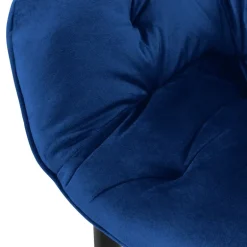 Esszimmerstuhl 4er Set Große Rauten Steppung mit Rücken- und Armlehnen Dunkelblau Küchenstuhl mit Microfaser-Samtbezug ML-Design